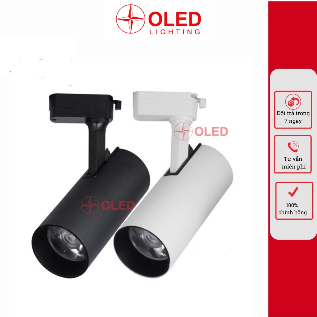 Đèn rọi thanh ray Oled Lighting COB-1326 ống bơ 20w thân trơn,thon dài phong cách đơn giản màu đen/trắng, bảo hành 2 năm
