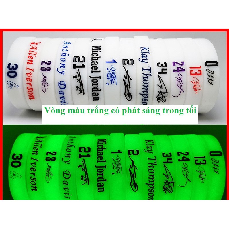 Vòng tay NBA silicone vòng tay bóng rổ cao su phản quang Michael Jordan Stephen Curry Lebron James Kyrie Irving ////////