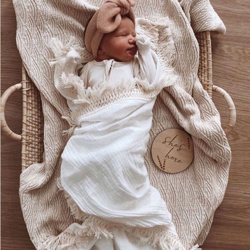 Chăn Quấn Em Bé Bằng Cotton Mềm Mại Màu Trơn