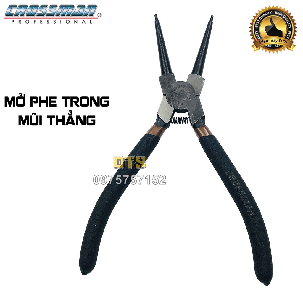 Kìm mở phe trong mũi thẳng cao cấp CROSSMAN 95-152 GUARANTEE 7 inch, kìm phanh thép CR-V, kềm mở phe mũi thẳng mở trong