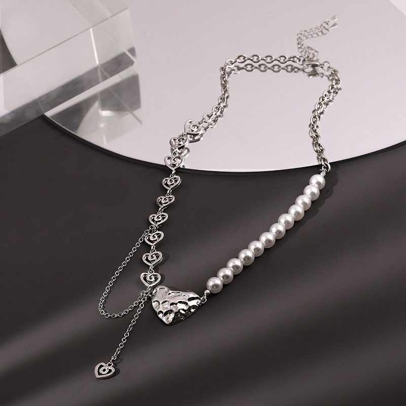 Vòng cổ chuỗi phối hạt ngọc trai cá tính thời trang phong cách hip hop