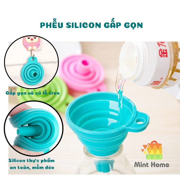 Phễu silicon gấp gọn, phễu nhựa dùng chiết, chiếc nước hoa, mỹ phẩm, chất lỏng tiện lợi