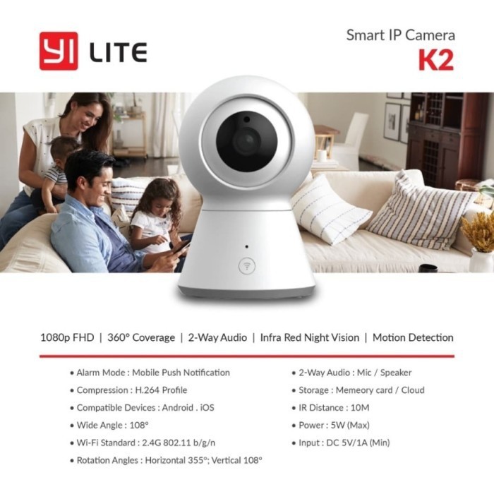 Camera Giám Sát Xiaomi Yi Lite Dome K2 Fhd 1080p 1 Năm Chất Lượng Cao