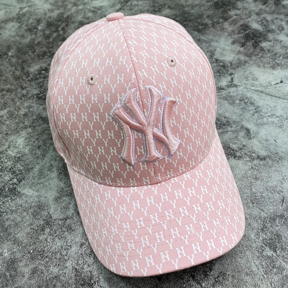 Mũ Nón MLB NY Hồng Monogram Baseball Cap Pink Full Tag Code