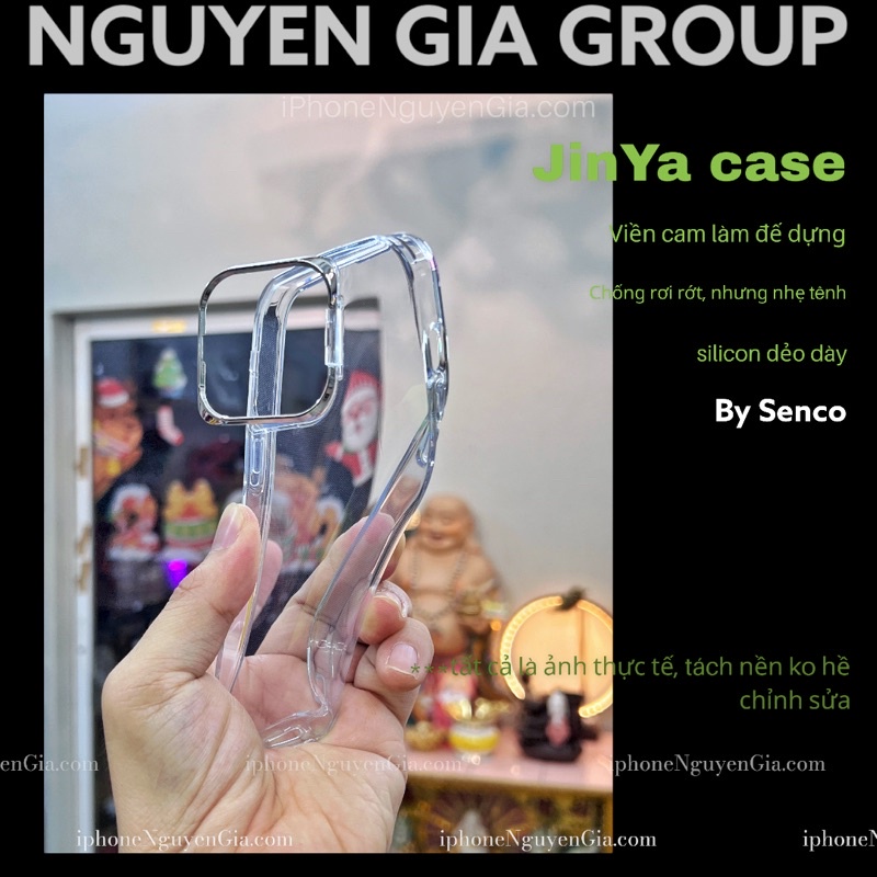 Ốp silicon dẻo nhẹ viền cam chống rơi rớt Jinya Clear Pro iPhone 14 pro max/ iP 14 plus  Nguyễn gia group Cao Đạt Q5