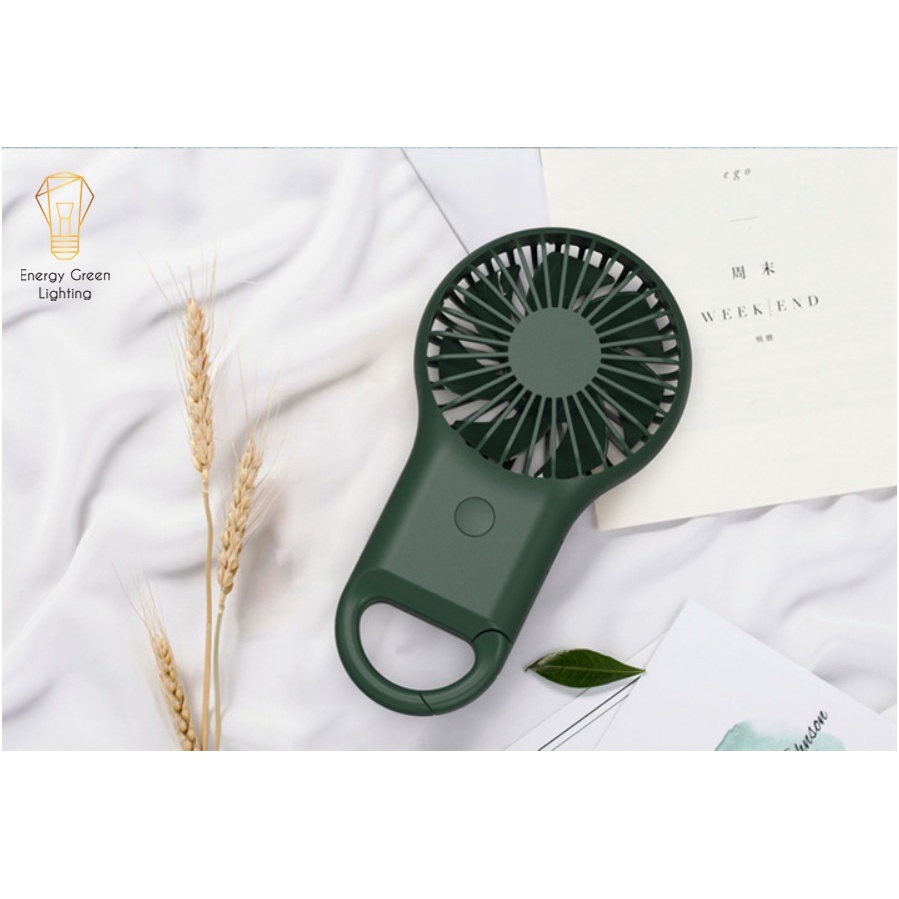 Quạt Mini Cầm Tay Energy Green Lighting Tích Điện X-102 - Móc Treo Tiện Lợi - 3 Tốc Độ Gió Siêu Mát