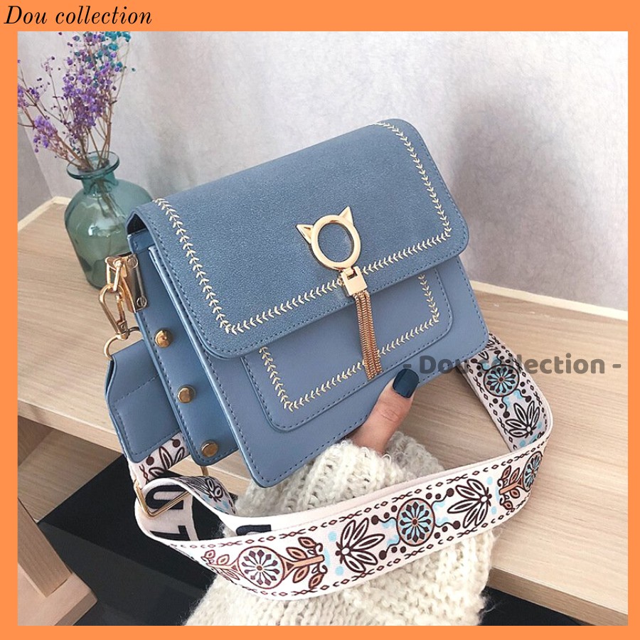 [NowShip2h] Túi Xách Nữ Chất Liệu Nhung Mịn Đính Hình Mèo Kim Loại Dễ Thương - Mã XT044