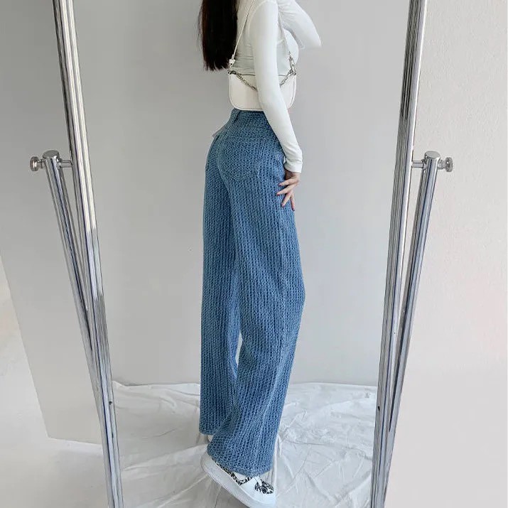 Quần Jeans Nữ Dáng Dài Lưng Cao Thời Trang Âu Mỹ Cá Tính