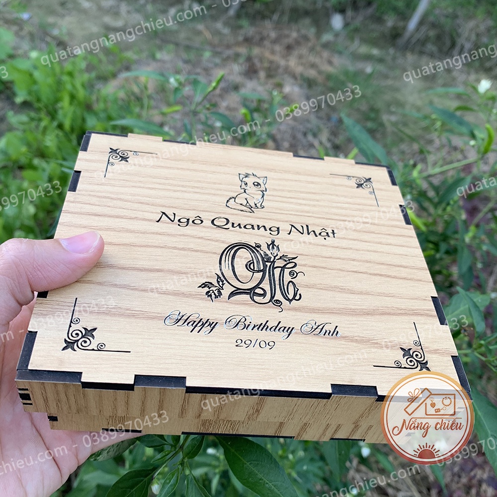 Hộp đựng đồ dùng đa công dụng - Nhận khắc hình và chữ theo yêu cầu - Hộp gỗ handmade phong cách vintage