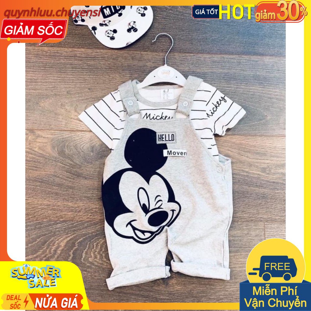 [Mã FAMAYFA2 giảm 10K đơn 50K] BTG12 - SET YẾM MICKY XÁM ÁO KẺ BÉ TRAI