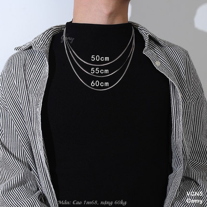 Dây chuyền nam bạc vòng cổ mắt xích trơn đơn giản hình vẩy rồng không mặt unisex | GEMY SILVER VCN5