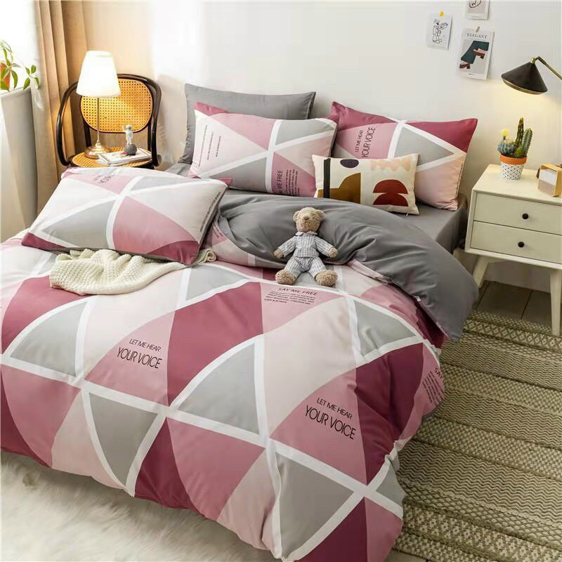 Bộ Chăn Ga Cotton POLY MẪUTAM GIÁC ĐỎchăn, ga, cotton, ga nệm, chăn ga, cotton poly, chăn nệm, chăn ga gối, bedding️