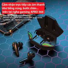 Tai Nghe Không Dây Bluetooth Gaming Apro366 5.0 TWS, Bass Mạnh Mẽ, Độ Trễ Cực Thấp Khi Chơi Game
