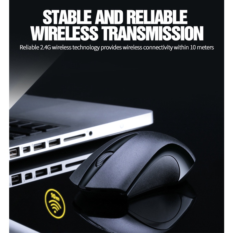 Chuột Laptop, Chuột Không Dây Q2 T-WOLF Kết Nối 2.4 GHZ Bấm Êm Siêu Bền Siêu Nhạy 1200 DPI, 3 Màu Đen - Trắng - Hồng