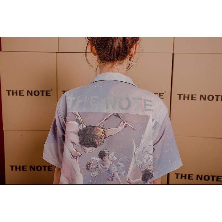 Áo sơ mi unisex họa tiết THE NOTE vải Ford thoáng mát, thấm hút - PINK ANGELS SHIRT | BigBuy360 - bigbuy360.vn