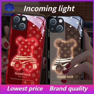 Mg Đỏ Sọc Bạo Lực Gấu Gọi Chiếu Sáng Ốp Lưng Điện Thoại LED Cho iPhone 16promax 15Pro 13Promax 12ProMax 11 14pro max XR XS X XSMAX 11ProMax 11pro 12 12pro 13mini