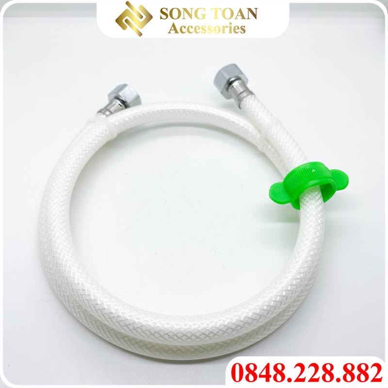 Dây Cấp Nước Dùng Cho Vòi Nước Chậu Rửa & Đầu Phun - Ống Bằng Nhựa + Tán Ren 21 Inox Bóng + Kèm Cánh Xoay Hỗ Trợ Lắp Đặt