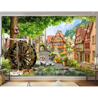 Tranh dán tường 3D phòng khách đẹp  - VẢI LỤA  phủ kim sa (kích thước theo yêu cầu)