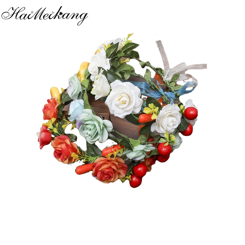 Băng đô Haimeikang kiểu Boho tùy chỉnh đính hoa dành cho nữ ngày cưới