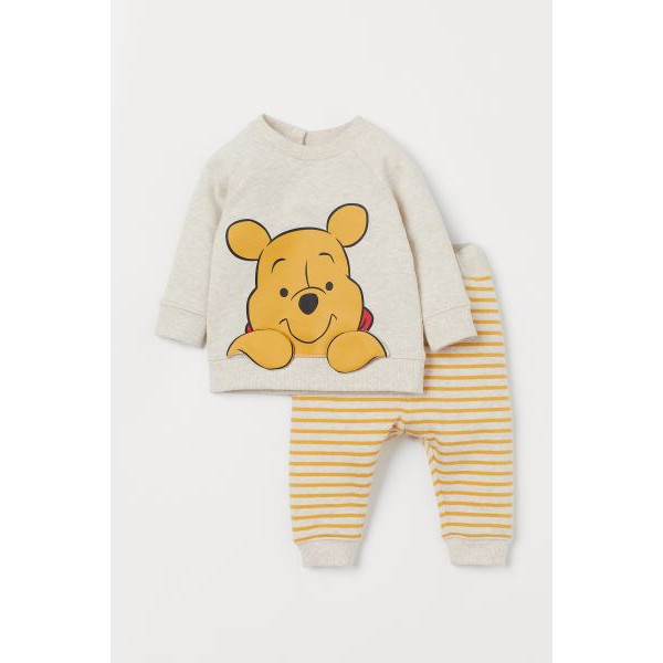 Set nỉ gấu Pooh vàng HM US săn sale sz từ 9.12m đến 2.3y