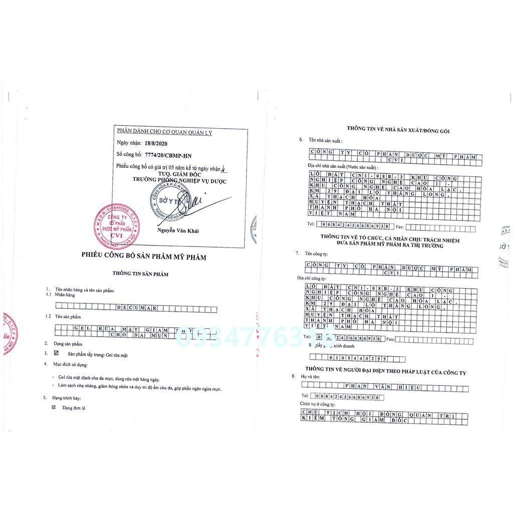 ✅ COMBO DƯỠNG DA DÀNH CHO DA MỤN DECUMAR ADVANCED