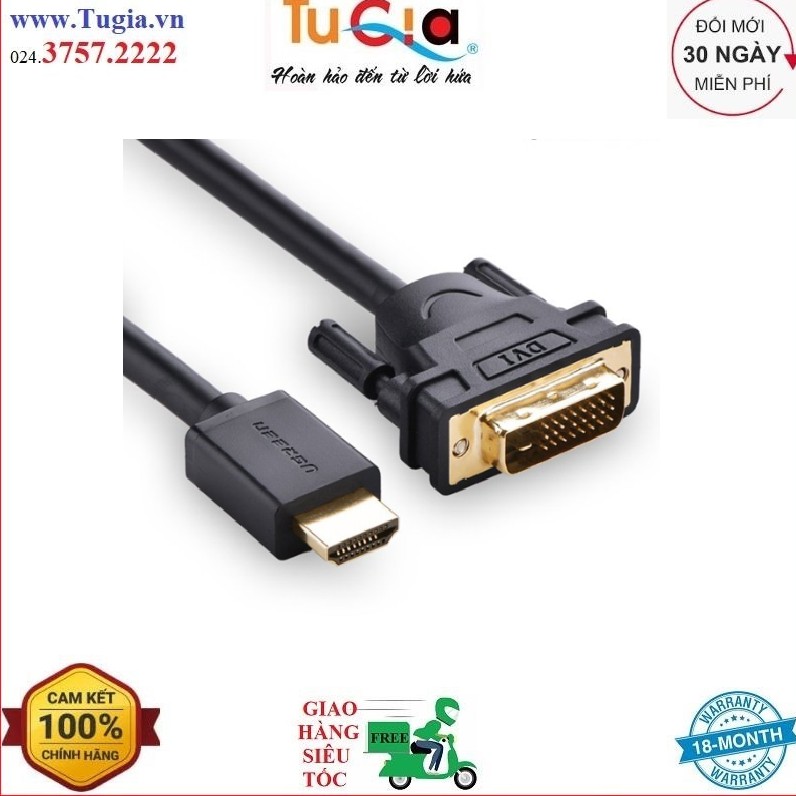 Cáp Chuyển Đổi HDMI sang DVI ( 24+1 ) Dài 2m đến 15m Chính Hãng Ugreen UG - 10135/10136/10137/10138/10166