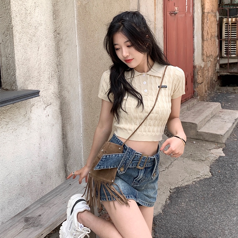 Áo thun COZOKC tay ngắn dáng ngắn ngọt ngào thời trang