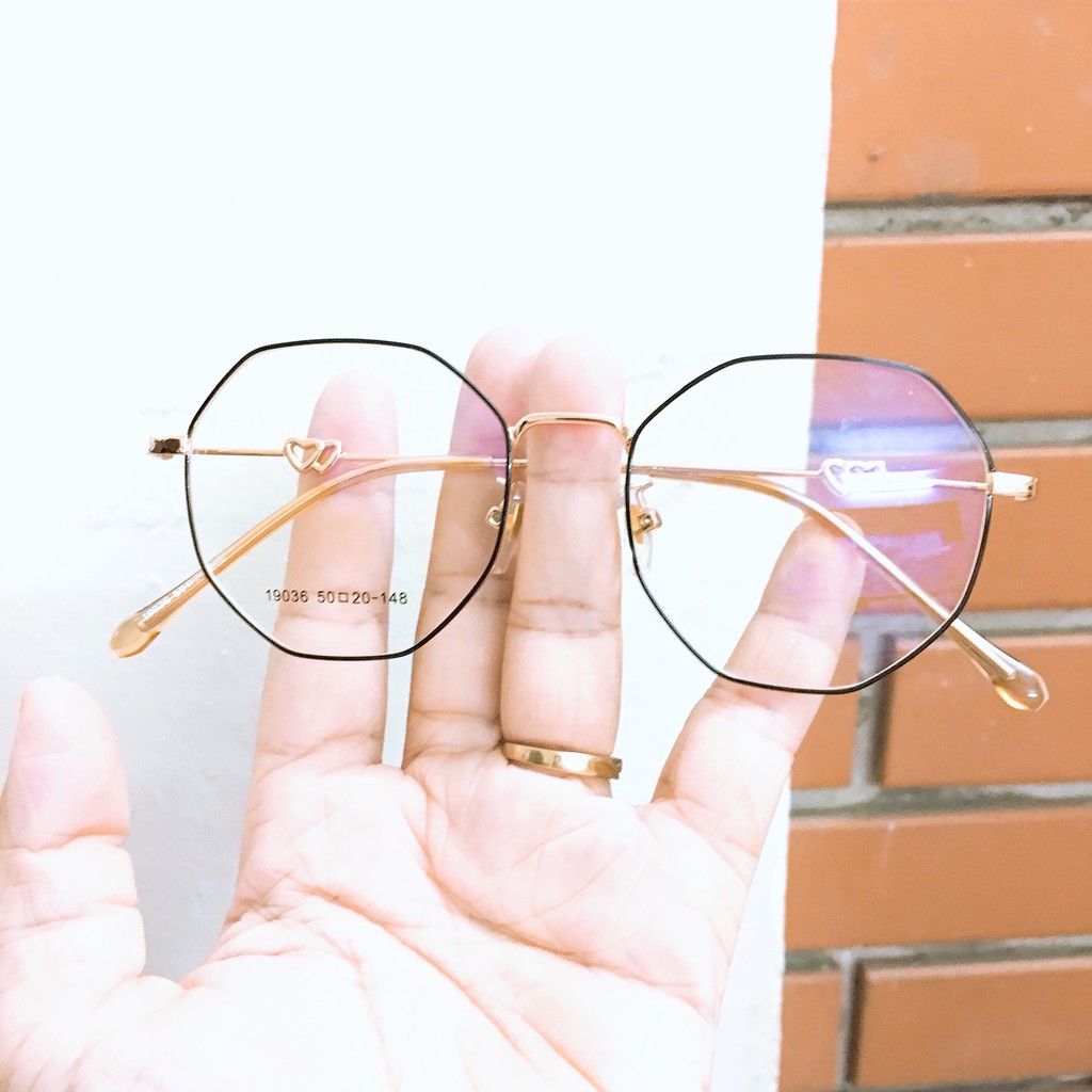 Gọng kính lục giác 19036 nhận cắt cận viễn loạn