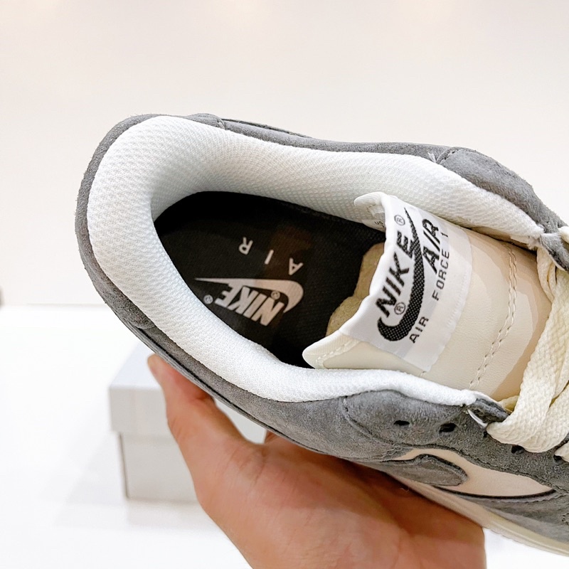 Giày sneaker Air force 1 Grey Cream ( Af1 Xám da lộn ) - Bản chuẩn đẹp fullbox