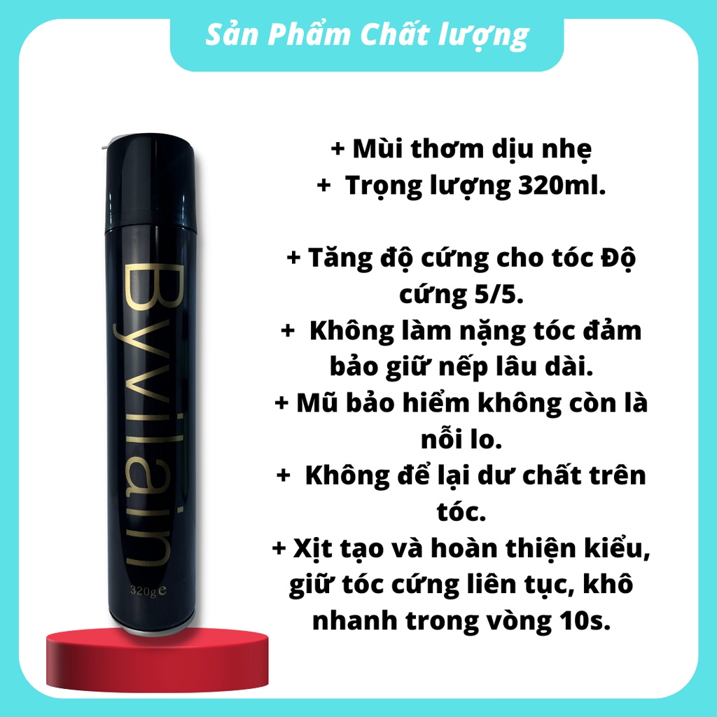 Gôm xịt tóc nam nữ BY VILAIN siêu giữ nếp tạo kiểu tóc mùi hương nam tính