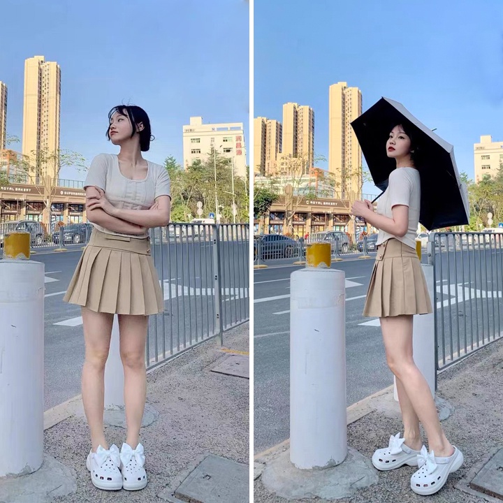 Dép Cross Đế Cao 7cm Kèm Nơ Siêu Đẹp, Hack Dáng Êm Chân, Dép Sục Độn Đế