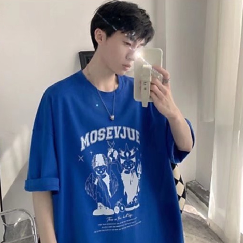 Áo Thun Tay Ngắn Dáng Rộng In Chữ Phong Cách Nhật Bản Thời Trang Mùa Hè Cho Nam Và Nữ