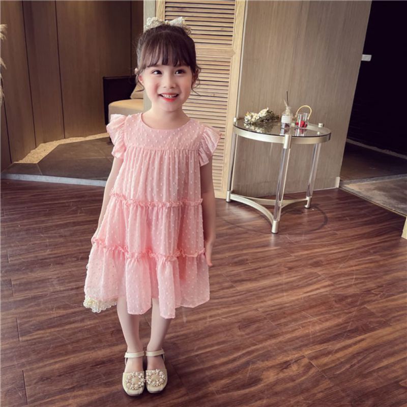 Đầm XòE Voan Ren Hoa MùA Hè Cho Bé