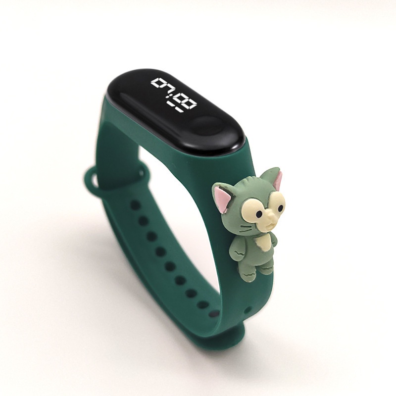 Đồng hồ đeo tay điện tử TZUZL dây silicon có đèn Led họa tiết hoạt hình phong cách thời trang cho bé trai và bé gái