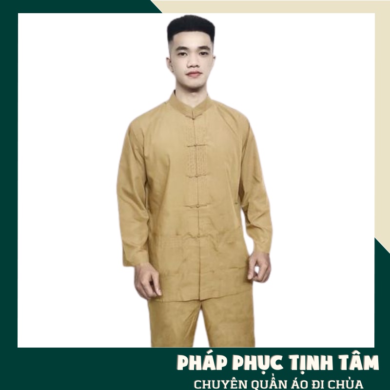 Đồ Lam Đi Chùa Bộ Nam Lãnh Tụ Dài Tay Cao Cấp Lịch Sự Chất Vải Dày Dặn Mềm Mịn Mặc Rất Mát Và Thoải Mái