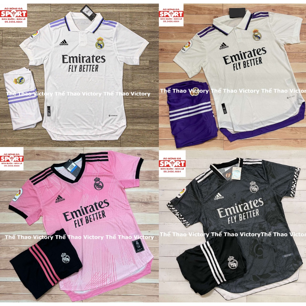 Áo Bóng Đá CLB Real Marid, Áo Đá Banh Real Marid 22/23 Quần Tím- Chuẩn Mẫu Thi Đấu - Vải Polyester Gai Thái
