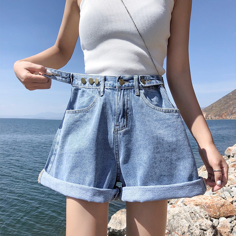 Quần Short Denim Bảo Hộ Dáng Rộng Thời Trang Mùa Hè Dành Cho Nữ 2021