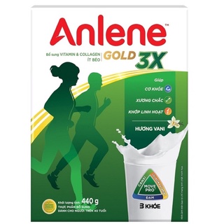 Sữa Anlene Gold 3X hộp giấy 440g hương vani, trên 40 tuổi