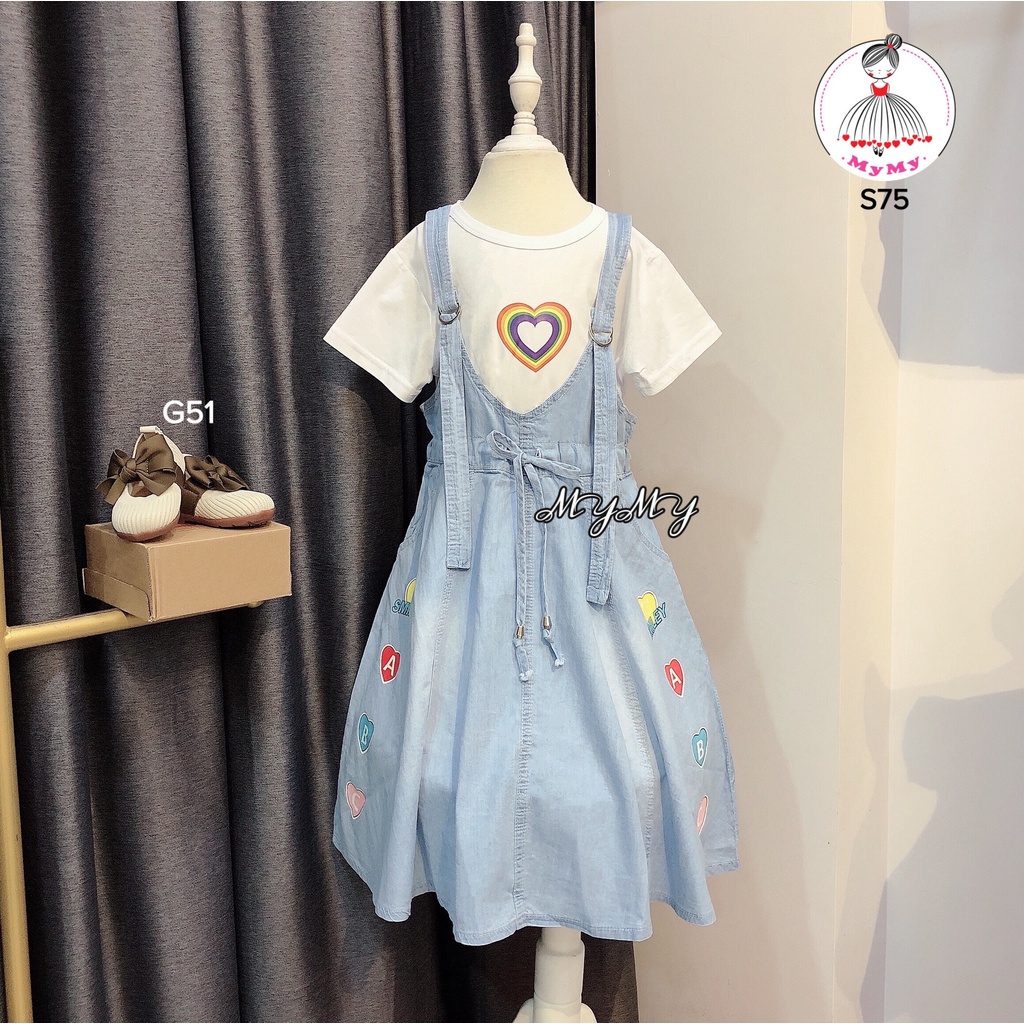 Sét yếm váy jean SMILEY từ 7 tuổi đến 10 tuổi