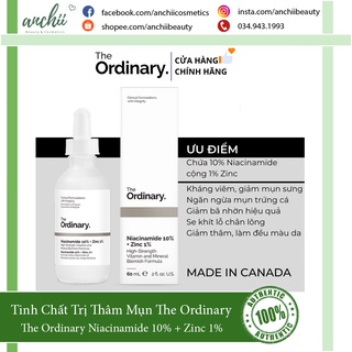 [TOP 1 UY TÍN] Serum Giảm Thâm Mụn Ngừa Viêm The Ordinary Niacinamide 10% + Zinc 1% (BILL ANH)