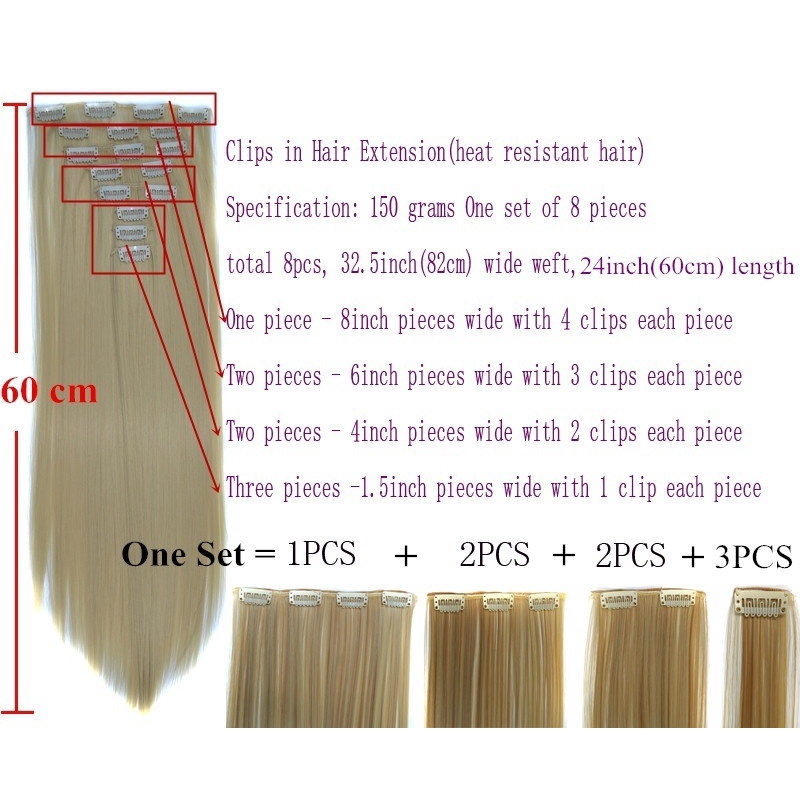Tóc Giả Suôn Mượt Nối Dài 60cm Với 17 Chiếc Kẹp Cố Định Chắc Chắn