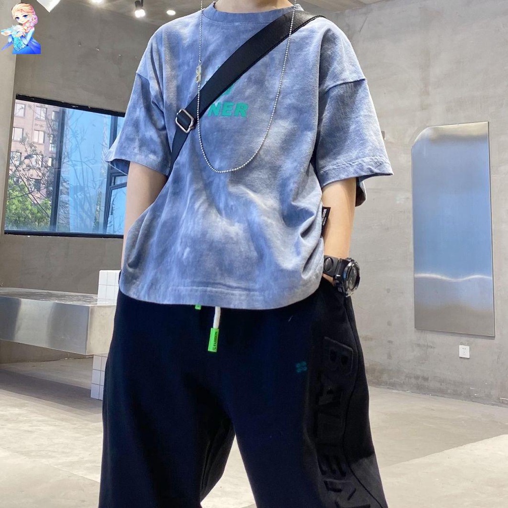 Áo Thun Mùa Hè Tay Ngắn Phong Cách Phương Tây Nhuộm Tie-Dye Thời Trang Mùa Hè Phong Cách Nhật Bản Mới Dành Cho Bé Trai