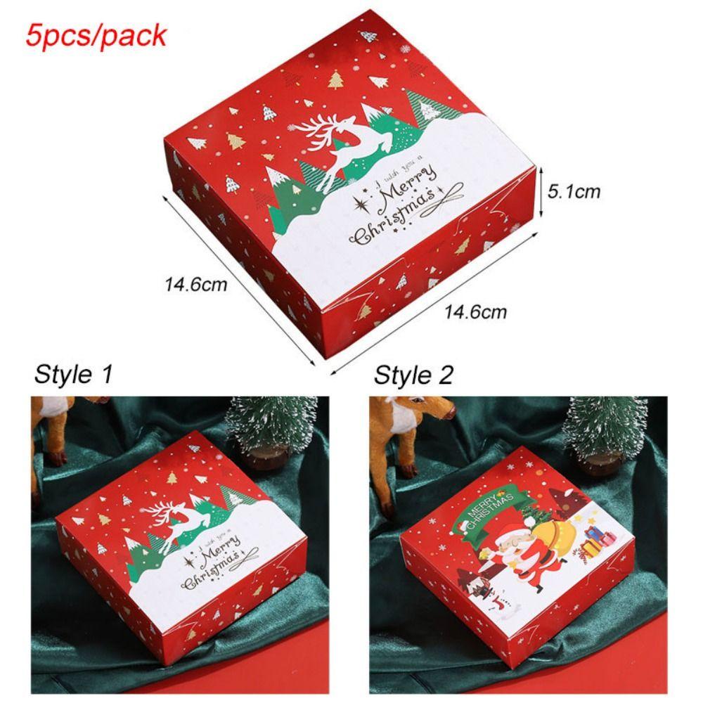 LET Set 5 Hộp Giấy Cắt 4 Ngăn Dùng Để Đựng Bánh Giáng Sinh Ốp