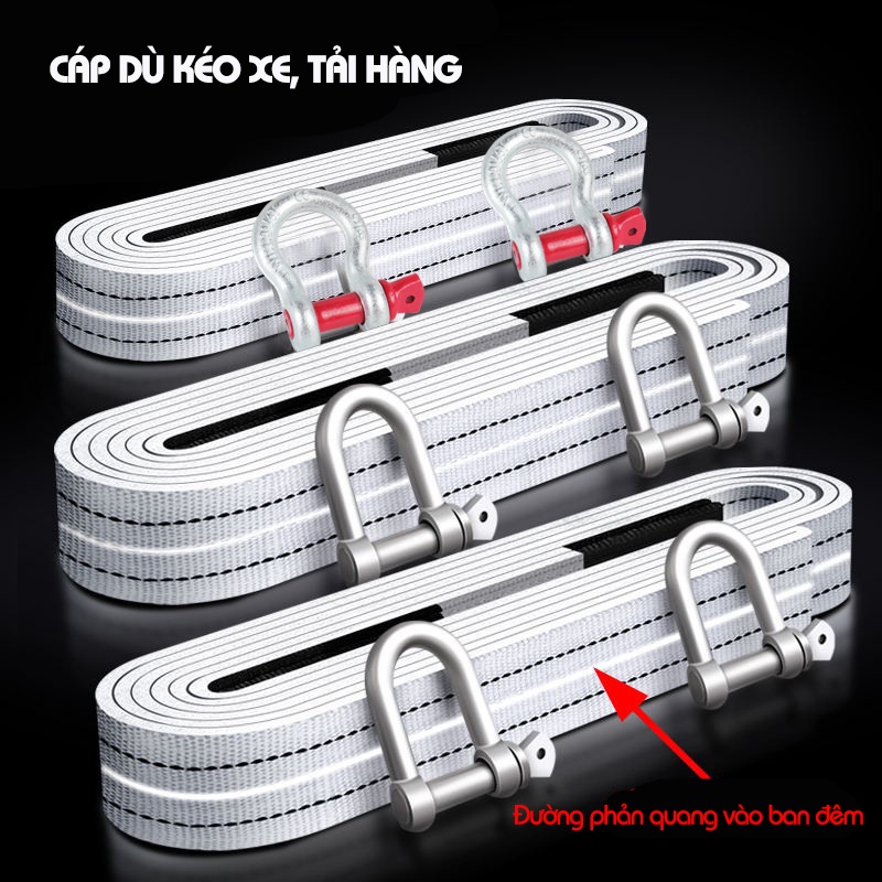 Dây Cáp Dù Chuyên Dụng Cứu Hộ Ô Tô Móc Chữ U 5 Mét
