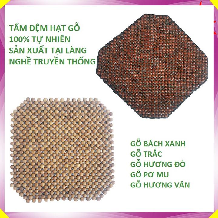 Tấm đệm hạt gỗ lót ghế làm việc, ghế sofa, ghế ô tô, yên xe máy,... 100% tự nhiên sản xuất thủ công