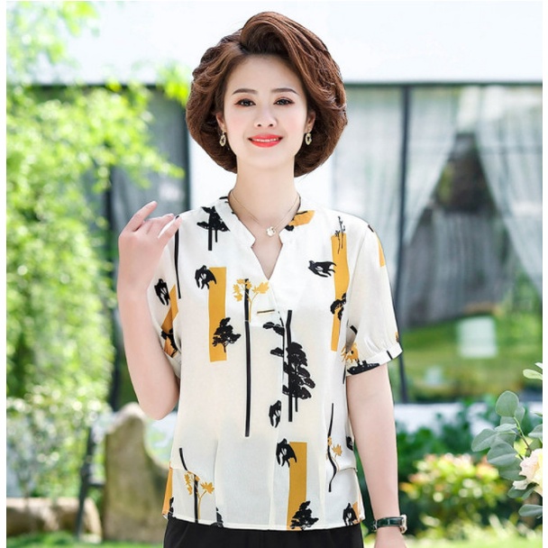 (HÀNG SẴN) Áo Voan Hoa Thời Trang Lịch Sự Cho Mẹ SM87 - Hàng Quảng Châu Cao Cấp
