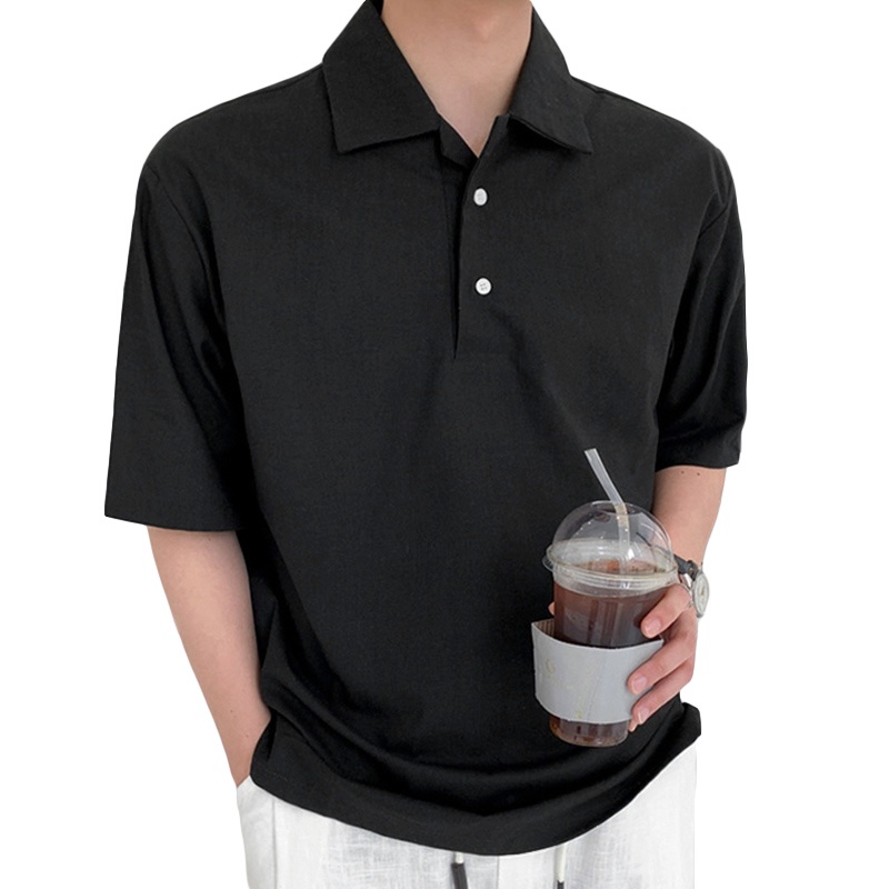 Áo thun polo INCERUN tay ngắn cổ bẻ thiết kế đơn giản thời trang dành cho bạn nam