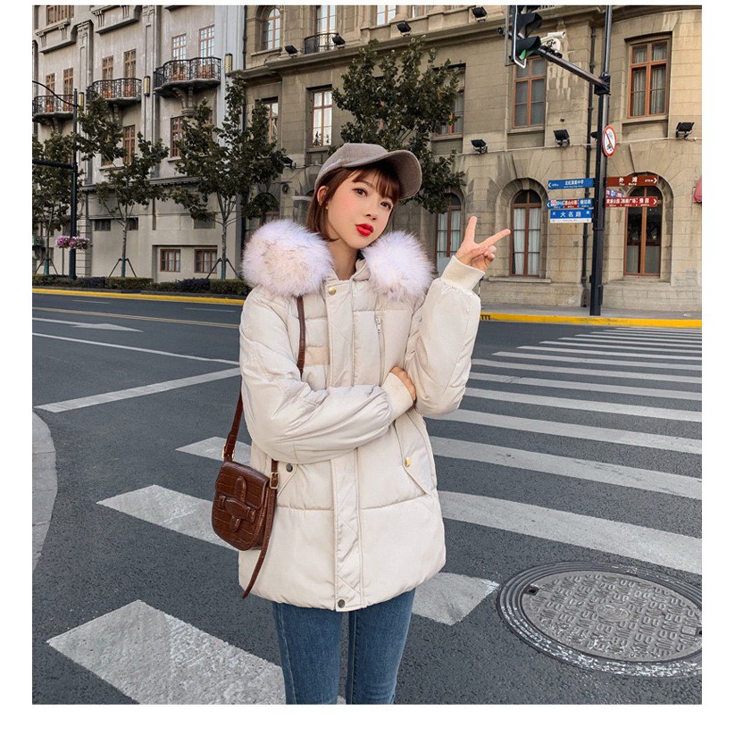 Giao Ngay 🌼Áo Khoác Phao Nữ Dáng Lửng Mũ Lông hàng Quảng Châu hot trend 2021 | BigBuy360 - bigbuy360.vn