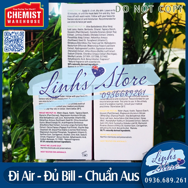 70g - Mặt nạ thải độc Swisse Skincare Manuka Honey Detoxifying Facial Clay Mask 💙 Chemist Warehouse - Úc