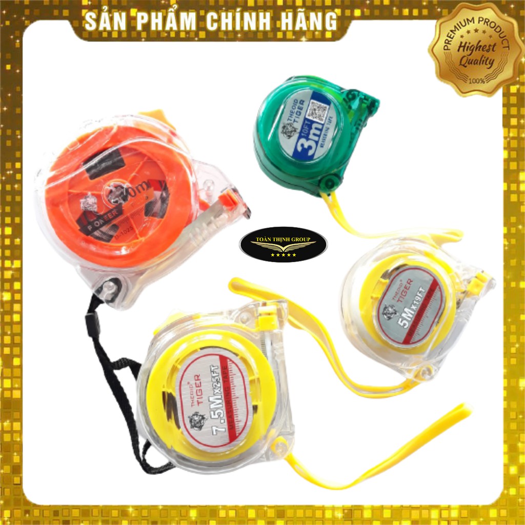 Thước Cuộn, Thước Dây Lỗ Ban - Nhiều Kích Cỡ 3m, 5m, 7m5, 10m - Thước 1 Mặt, 2 Mặt Hiệu Theoid Tiger